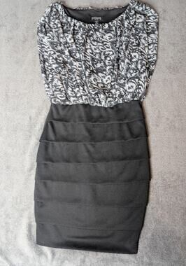 enfocus studio black and white dress En Focus Sz 8 Sheer Shoulders Peplum Poly Blend Dre Repeatperformer this dress brings effortless charm and confidence to your look. NWOT Enfocus Studio Black &